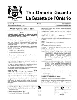 Ontario Highway Transport Board PROVIDED THAT There Be No Pick-Up Or Discharge of Passengers Except at Point of Origin