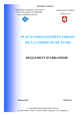 Plan D'amenagement Urbain De La Commune De Tunis