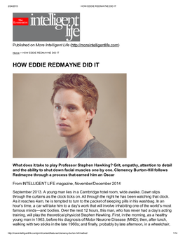 How Eddie Redmayne Did It