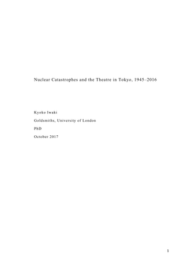 Nuclear Catastrophes and the Theatre in Tokyo, 1945–2016