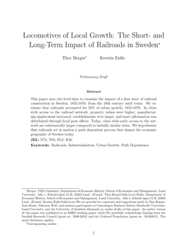 The Short- and Long-Term Impact of Railroads in Sweden∗