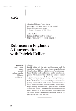 A Conversation with Patrick Keiller