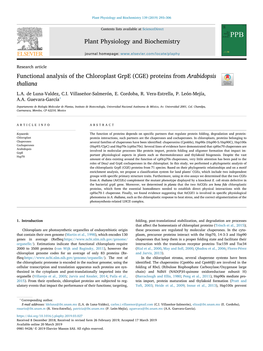 Functional Analysis of the Chloroplast Grpe (CGE) Proteins from Arabidopsis Thaliana T