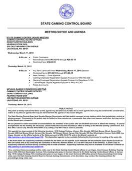 State Gaming Control Board