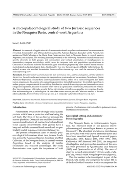 A Micropalaeontological Study of Two Jurassic Sequences in the Neuquén Basin, Central-West Argentina