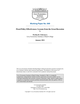 Fiscal Policy Effectiveness: Lessons from the Great Recession By