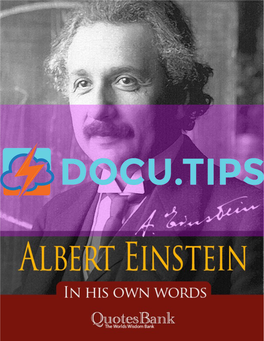 Einstein in His Own Words