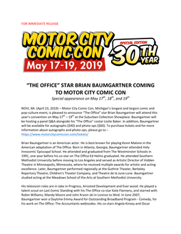 STAR BRIAN BAUMGARTNER COMING to MOTOR CITY COMIC CON Special Appearance on May 17Th, 18Th, and 19Th