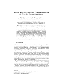 Rigorous Cache Side Channel Mitigation Via Selective Circuit Compilation