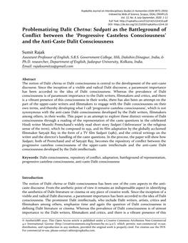 Problematizing Dalit Chetna: Sadgati As the Battleground of Conflict Between the ‘Progressive Casteless Consciousness’ and the Anti-Caste Dalit Consciousness