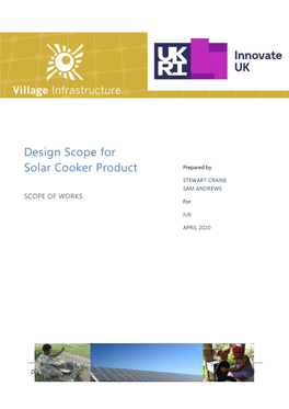 Design Scope for Solar Cooker Product Prepared by STEWART CRAINE SAM ANDREWS SCOPE of WORKS For