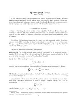 Spectral Graph Theory Péter Csikvári