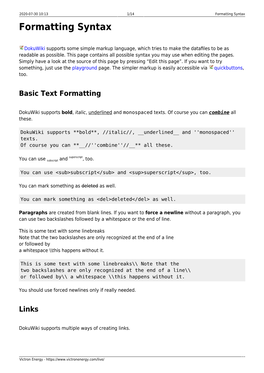 Formatting Syntax Formatting Syntax