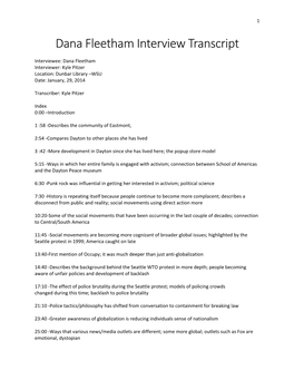 Dana Fleetham Interview Transcript