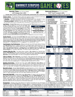 Gwinnett Stripers Game Notes