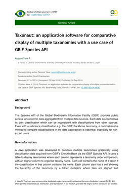 An Application Software for Comparative Display of Multiple Taxonomies with a Use Case of GBIF Species API