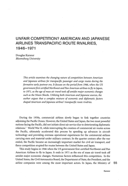 Unfair Competition? American and Japanese Airlines Transpacific Route Rivalries, 1946—1971