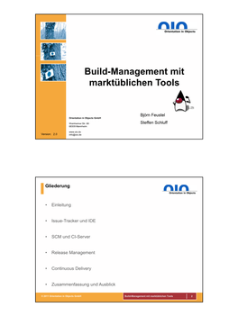 Build-Management Mit Marktüblichen Tools