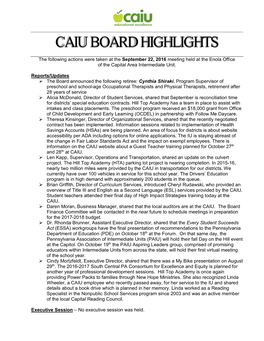 Caiu Board Highlights