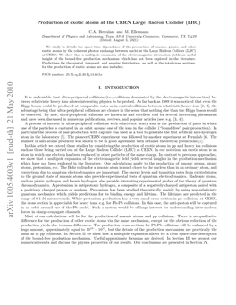 Production of Exotic Atoms at Energies Available at the CERN Large