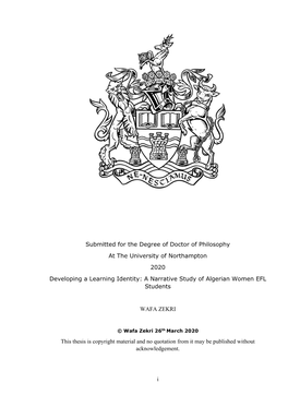 Developing a Learning Identity: a Narrative Study of Algerian Women EFL Students