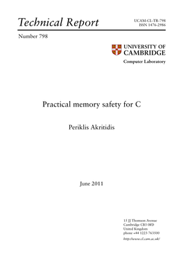 Practical Memory Safety for C