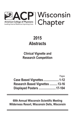American College of Physicians, Wisconsin Chapter, 2015 Abstracts