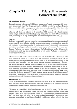 Chapter 5.9 Polycyclic Aromatic Hydrocarbons (Pahs)