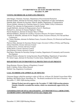 December 15, 2009, EQB Meeting Minutes Page 1 MINUTES