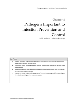 Pathogens Important to Infection Prevention and Control