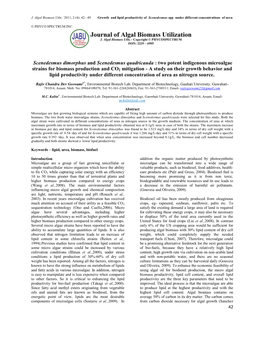 Two Potent Indigenous Microalgae Strains for Biomass Production And