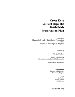 Cross Keys & Port Republic Battlefields Preservation Plan