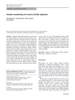 Seismic Monitoring of Western Pacific Typhoons