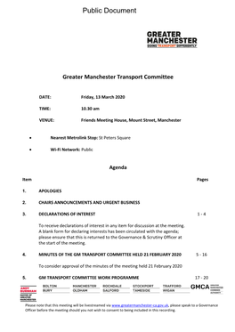 (Public Pack)Agenda Document for Greater Manchester Transport