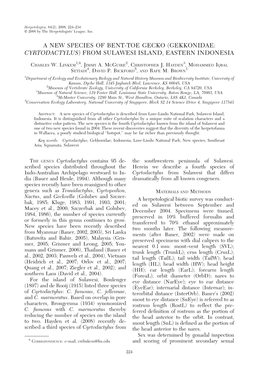Gekkonidae: Cyrtodactylus) from Sulawesi Island, Eastern Indonesia
