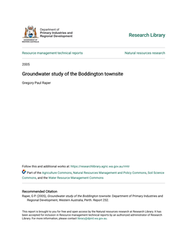 Groundwater Study of the Boddington Townsite