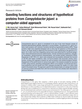 Questing Functions and Structures of Hypothetical Proteins from Campylobacter Jejuni:A Computer-Aided Approach