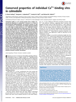 Conserved Properties of Individual Ca2+-Binding Sites in Calmodulin