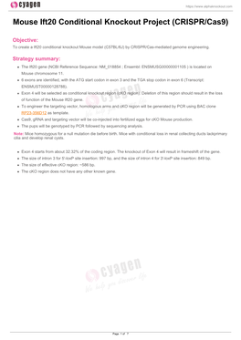 Mouse Ift20 Conditional Knockout Project (CRISPR/Cas9)