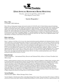 32Nd Annual Resource Bank Meeting