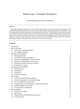 Modal Logic: a Semantic Perspective