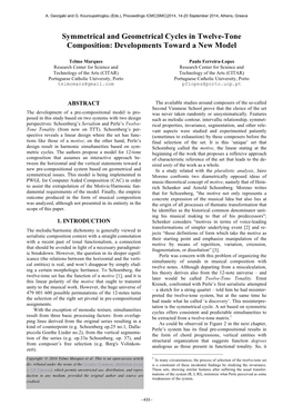 Symmetrical and Geometrical Cycles in Twelve-Tone Composition: Developments Toward a New Model