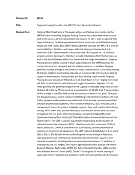 11626 Title: Dugway Proving Ground As the MRTFB Chem Bio Activity