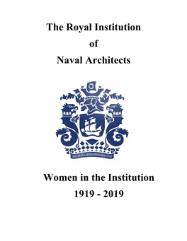 The Royal Institution of Naval Architects Women in the Institution