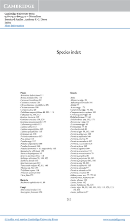 Species Index