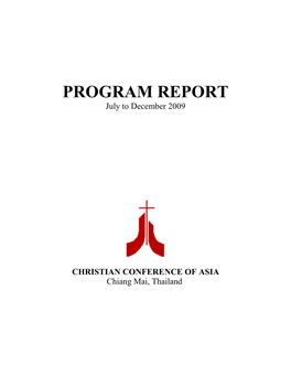 PROGRAM REPORT July to December 2009