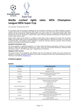 2012-15 Media Content Rights Sales