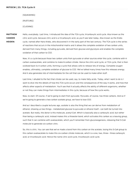 MITOCW | 23. TCA Cycle II