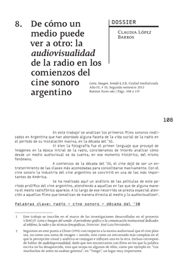 La Audiovisualidad De La Radio En Los Comienzos Del Cine Sonoro Argentino