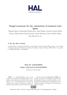 Fungal Treatment for the Valorization of Technical Soda Lignin
